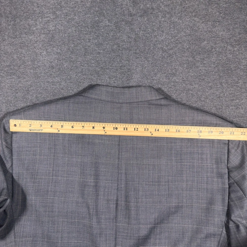 Jos. A. Bank Suit Jacket Blazer Mens 48R Gray Windowpane 100% Wool‎ 2 Button